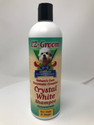 EZ-Groom. Crystal White Shampoo. Шампунь "Белый кристалл", усиливающий белый цвет шерсти животного, 473 мл.  Для кошек и собак. Разведение: 8:1. (CША) 
