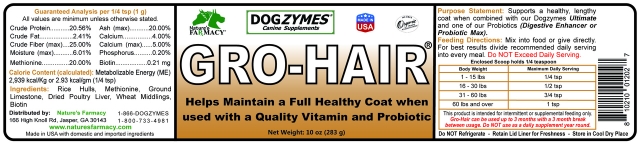 Dogzymes Gro Hair Maintain Full Healthy Coat (10 oz) - 283 гр, /Витаминная добавка для отращивания длинной шерсти. (США)